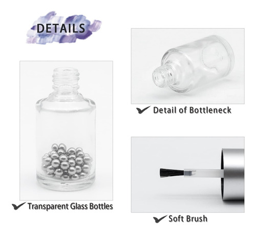 Agidea 6 Botellas Vacías De Esmalte De Uñas Con Cepillo Para