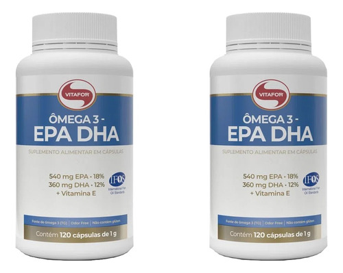 Kit 2 Omega 3 Epa Dha Vitamina E - Vitafor 120 Cápsulas