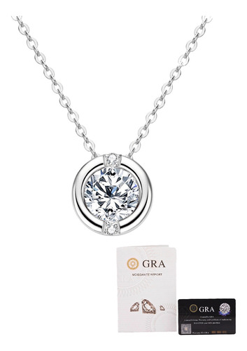 Colar Feminino Moissanite Ponto De Luz Pingente 1ct Cert Gra