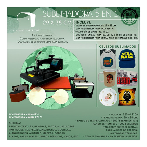 Estampadora Sublimadora Multifunción 5 En 1 29x38 Envio!
