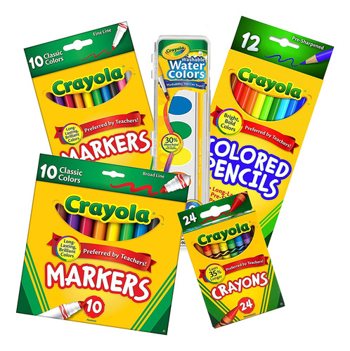 Kit Crayola: Marcadores, Crayolas, Acuarelas, Colores