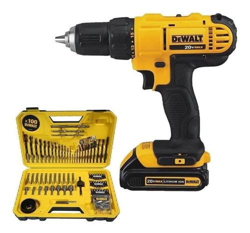 Parafusadeira Furadeira + Kit 100 Peças - Dcd776s2a Dewalt