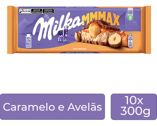 Chocolate Milka Caramelo E Avelãs Grande Kit 10 Barras 300g