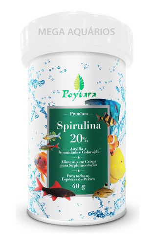 Suplemento Ração Aquário Marinho Poytara Spirulina 40g