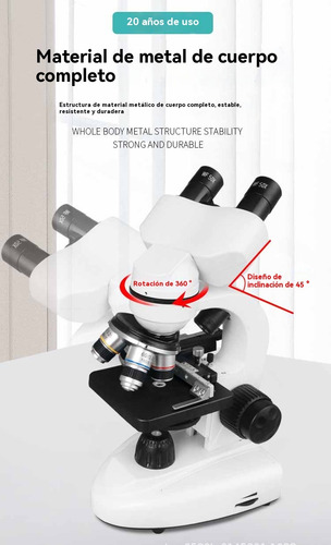 Microscópio Biológico Binocular Led 6000x Para Estudantes