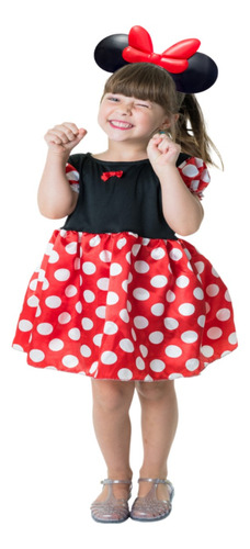 Fantasia Minnie Mouse Infantil Menina Ratinho Disney