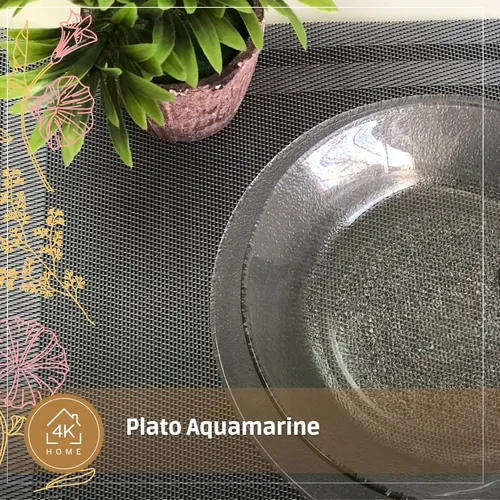 Set Plato Playo Vidrio Transparente Rigolleau Aquamarine X24