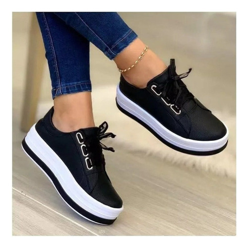 Zapatos Casuales Con Plataforma Y Punta Redonda Para