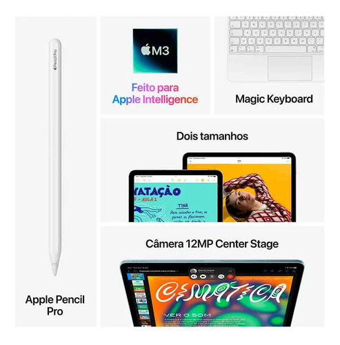 Apple iPad Air de 11" Chip M3, Wi-Fi Cellular 128 GB cor estelar - Distribuidor Autorizado