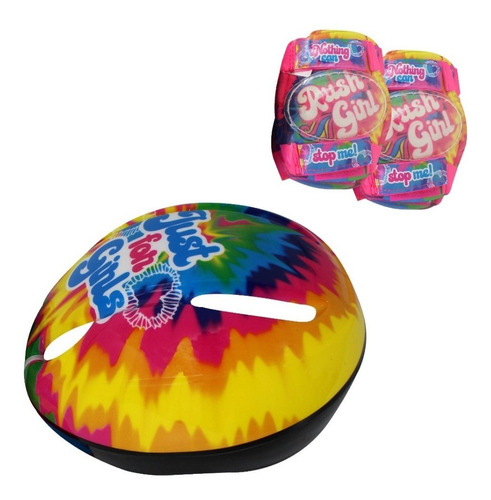 Combo Casco Y Rodilleras Infantil Rush Girl