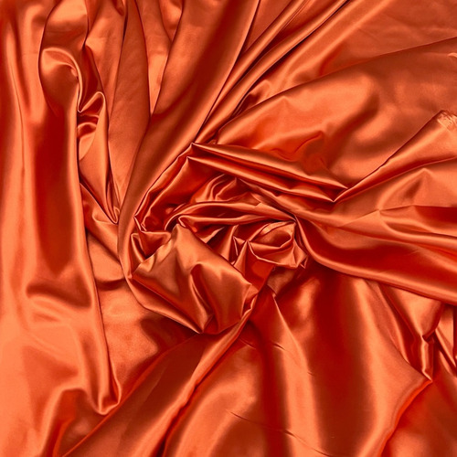 Tela Saten Con Lycra Elastizado Spandex Premium Por X Metro Naranja