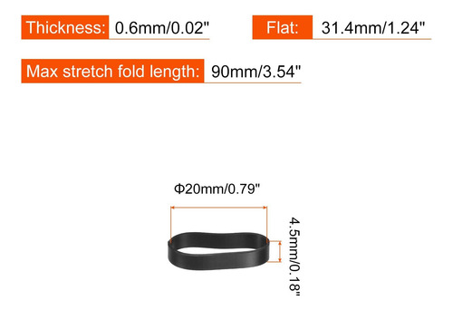 Bandas De Silicona Antideslizantes Negras De 1 1/4 PuLG