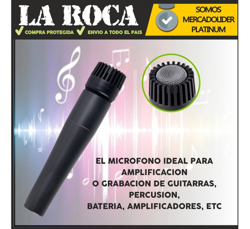 Imagen 4 de 10 de Microfono Dinamico Parquer Sn57 + Funda + Cable Tipo Sm57