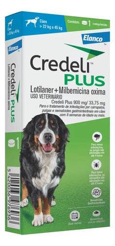 Antipulgas Elanco Credeli Plus Para Cães De 22 A 45 Kg 1 comp