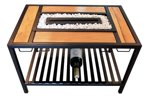 comprar Mesa Chimenea Ecológica En Metal Listones\u002F Bioetanol\u002F Regalo