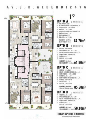 Departamento De 3 Ambientes A Estrenar En Flores. Full Amenities Premium