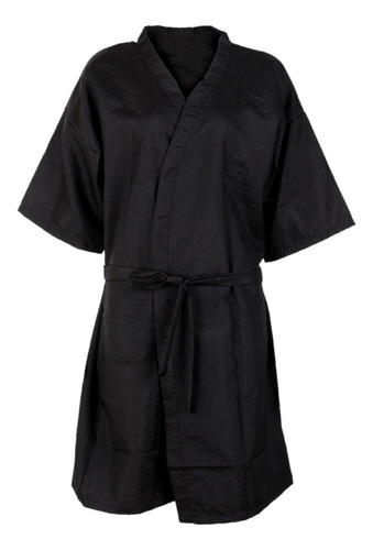 Batas Tipo Kimono Para Salón De Belleza, Suave Y Negro