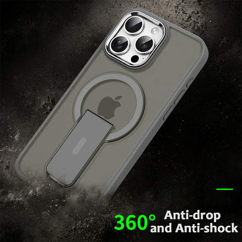 Funda Magnética Magsafe De Luxury For Magsafe Con Soporte Plegable Para iPhone 15, Plus, Pro/promax, Tapas Traseras Translúcidas Mate