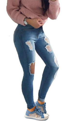 calça jeans feminina cintura alta rasgada