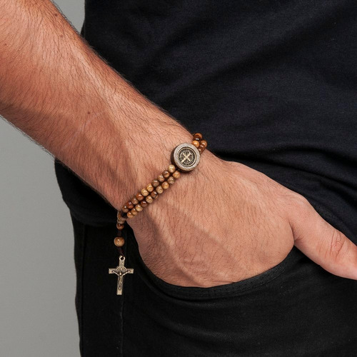 Kit Colar + Pulseira São Bento Cruz E Medalha Frete Grátis