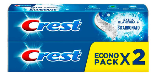 Pasta Dental Crest Extra Blancura Bicarbonato Anticaries Con Flúor 2 Piezas De 120g