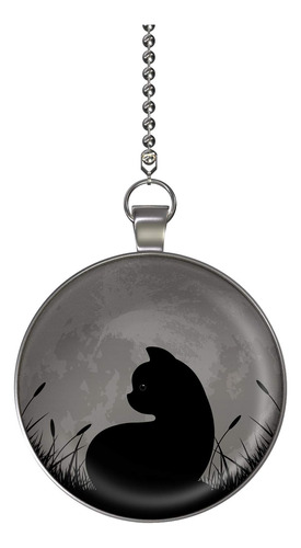 Gatito Negro Luna Que Brilla Ventilador Techo Oscuro Tirador