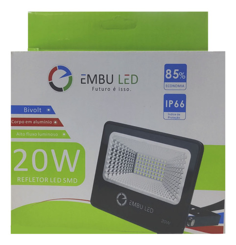 Kit 2 Refletores Flex Led 20w Branco Frio 6500k 110/220v