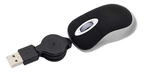 Mouse Retractil Ultracompacto + Adaptador Ps2 | Muy Portable Color Negro