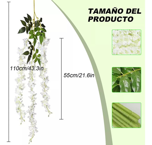 12 Flores Falsas, Flores Artificiales De Glicina Para Decora