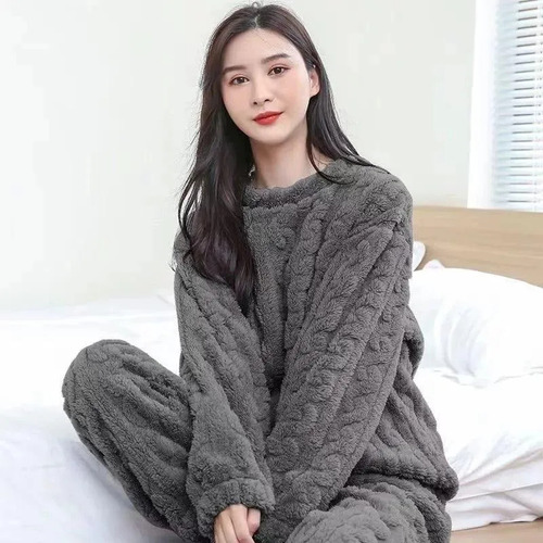 Conjunto Pijama Mujer Pijama Forro Polar + Pantuflas +