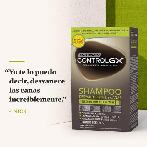 Shampoo Desvanecedor De Canas Just For Men Control Gx 3 Pack