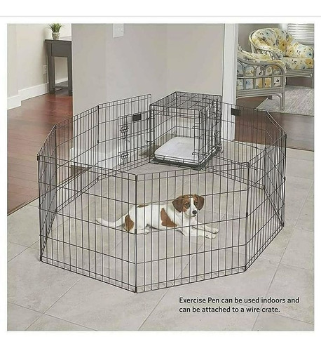 Imagen 2 de 3 de Corral Metálico Con Puerta Para Mascotas 92cm De Alto