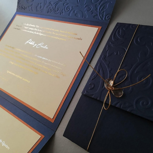 Invitación Parte De Matrimonio Estilo Elegante Color Azul 