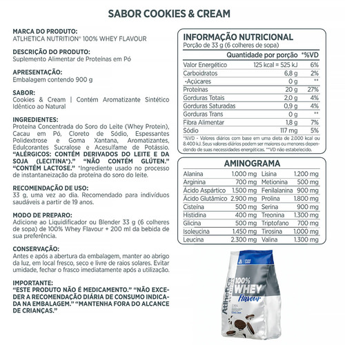 Suplemento Em Pó Atlhetica Nutrition 100% Whey Protein Concentrado Proteína Sabor Cookies Em Refil De 900g