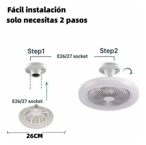 Ventilador Techo Lámpara Dimmable Led Luz 30w Control Remoto
