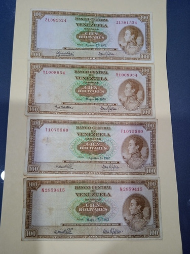 Se Venden Billetes De 100 Bs 1963_1967_1970_1971 -- 120$ 