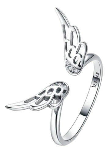 Anillo Alas Angel Plata Ley 925 Ajustable 