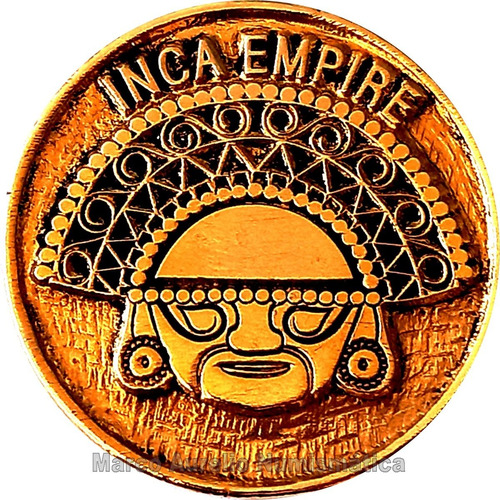 Onza Del Imperio Inca Con Baño De Oro - 45 Mm. Y 49 Gramos