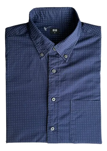 Camisa Hombre Uniqlo P499 Azul Manga Larga Talla S