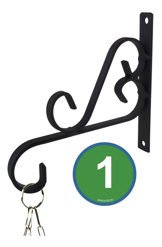 Imagem 1 de 5 de Gancho Suporte Rústico P/ Plantas De Parede Preto 15cm