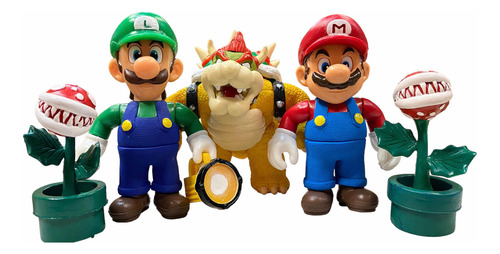 Super Mario Brothers Vs Bowser Figuras Con Luz Mario Luigi