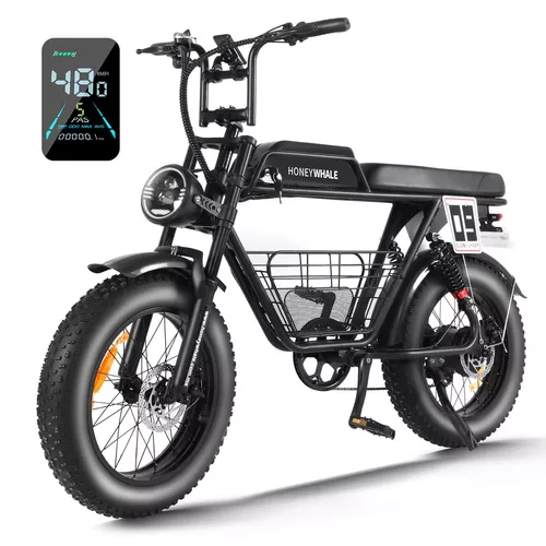 Honey Whale K7 Bicicleta Eléctrica para Adultos, Moto Bicicleta de Montaña  de 7 Velocidades, Potencia del Motor 1080 W, Velocidad Máxima 48KM/H,  Batería (48V, 15AH), Autonomía 40-45KM