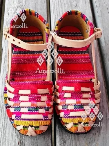 Sandalias Huaraches Mexicanas Para Niña Modelo Palenque | sin intereses