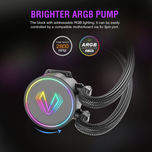 V360 Liquid Cpu Cooler, 3x 120mm Addressable Rgb & Pwm Fans/