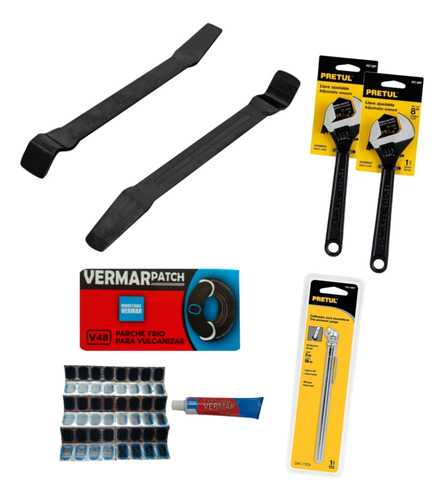 Kit 48 Parches Cámara De Moto + Espátulas Llaves Calibrador