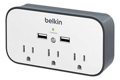 Belkin Bsv300ttcw Supresor De Picos De Pared, Usb, Con Base, Blanco/gris