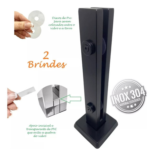 3 Coluna Torre Inox 80 Cm Preto Fosco Chumbador Integrado Puxadores Online