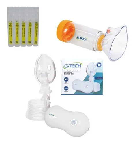 comprar Kit Nebulização Inalador + Espaçador + Soro 50 Ml G-tech