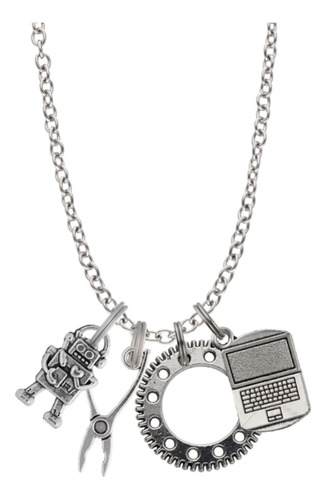 Collar Ingeniero Mecatrónica Dije Engranaje Robot Laptop