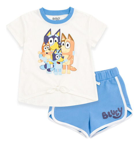 Conjunto De Ropa Bluey Para Niñas Pequeñas Y Pantalones Cort